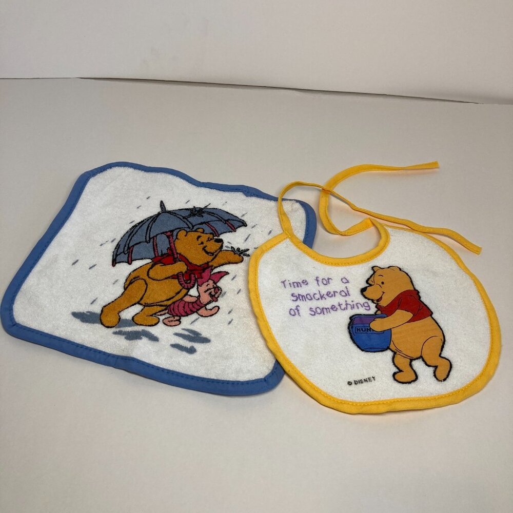 Vintage Avon The First Years Disney Winnie The Pooh Baby Bib + Cloth Unisex 1997